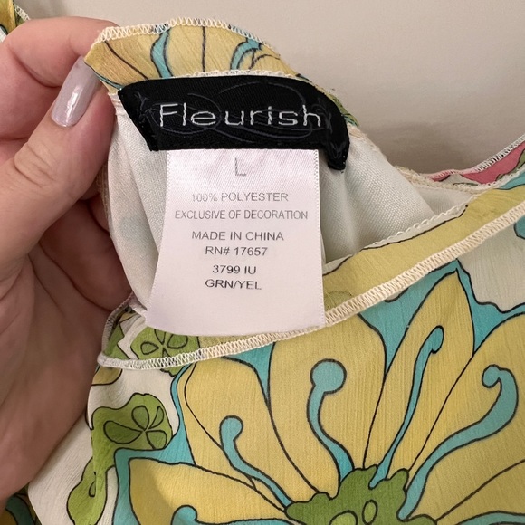 Fleurish floral multi color summer dress On straps. Size L - Picture 5 of 9